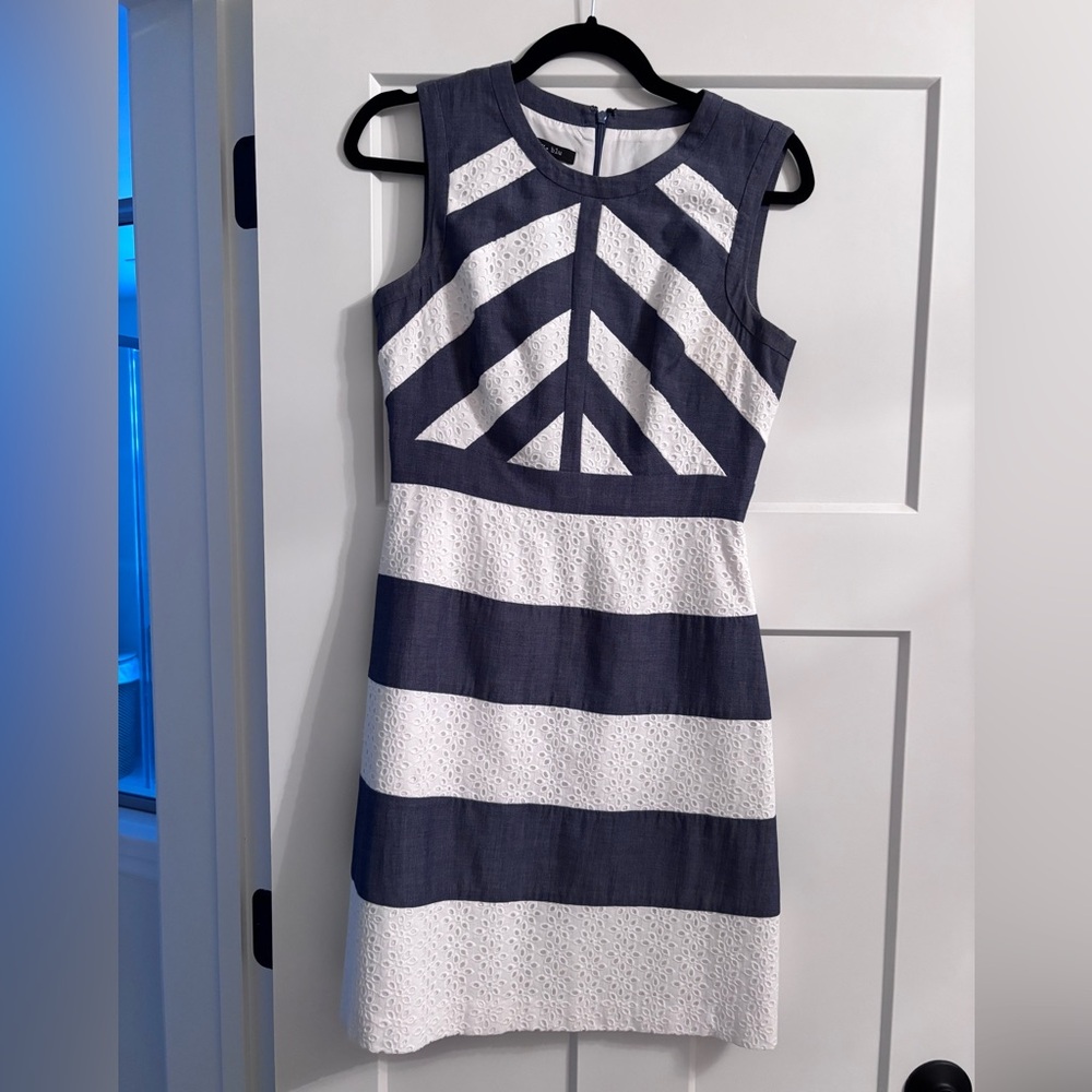 Navy and White Striped Dress
